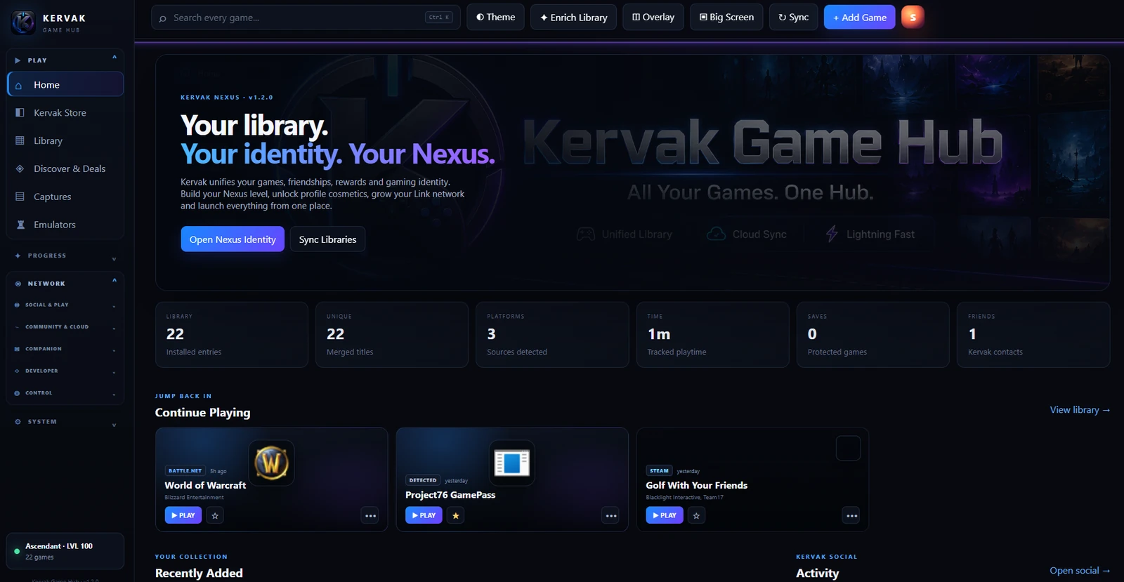 Kervak Game Hub launcher screenshot